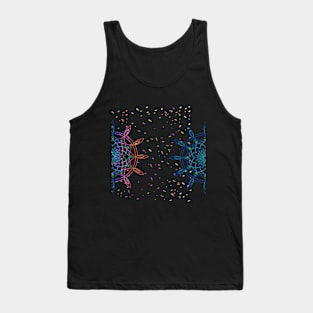 Multicoloured mandala motif design illustration with birds and confetti Tank Top